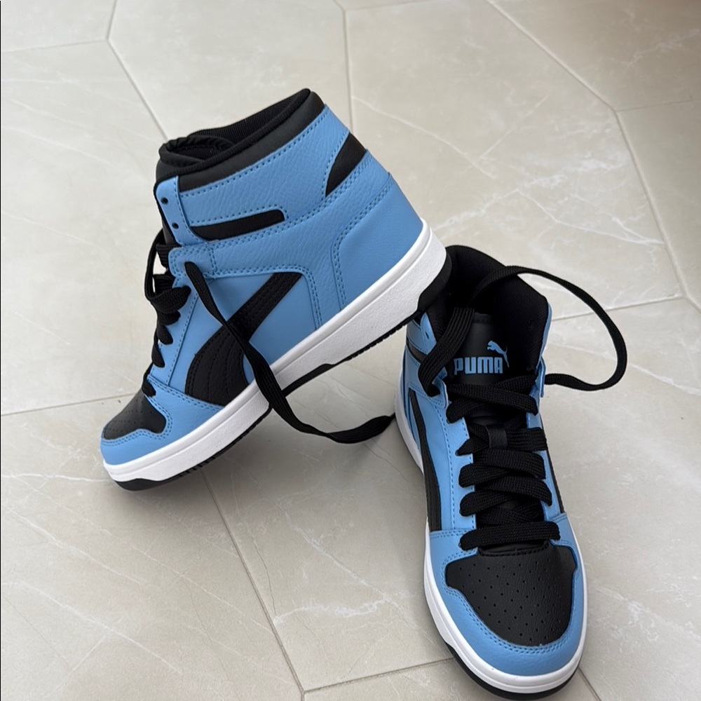 Puma Blue and Black High-Top Sneakers